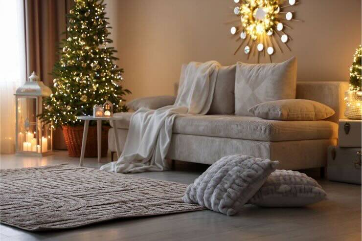 Casa addobbata per Natale con albero