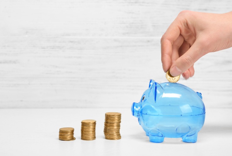 salvadanaio e monete