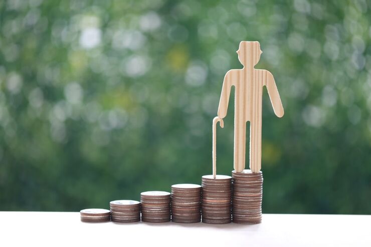 Omino con bastone, monete