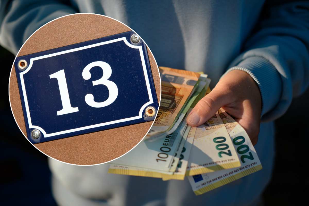 numero 13 ed euro in mano