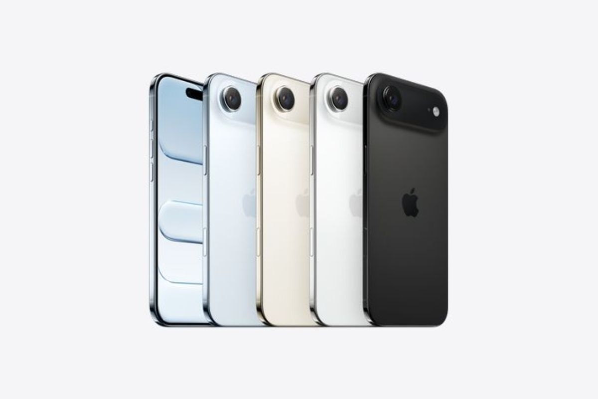 4 smartphone iphone in piedi di spalle