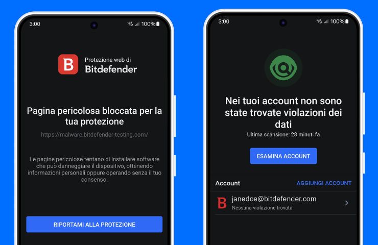 screenshot app bitdefender su smartphone