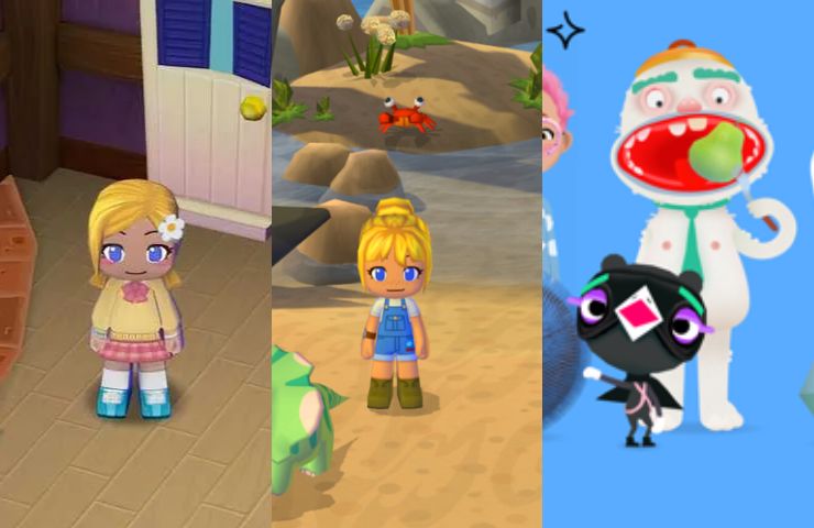 collage di 3 giochi di apple arcade: my sims, my sims kingdom e junior classics