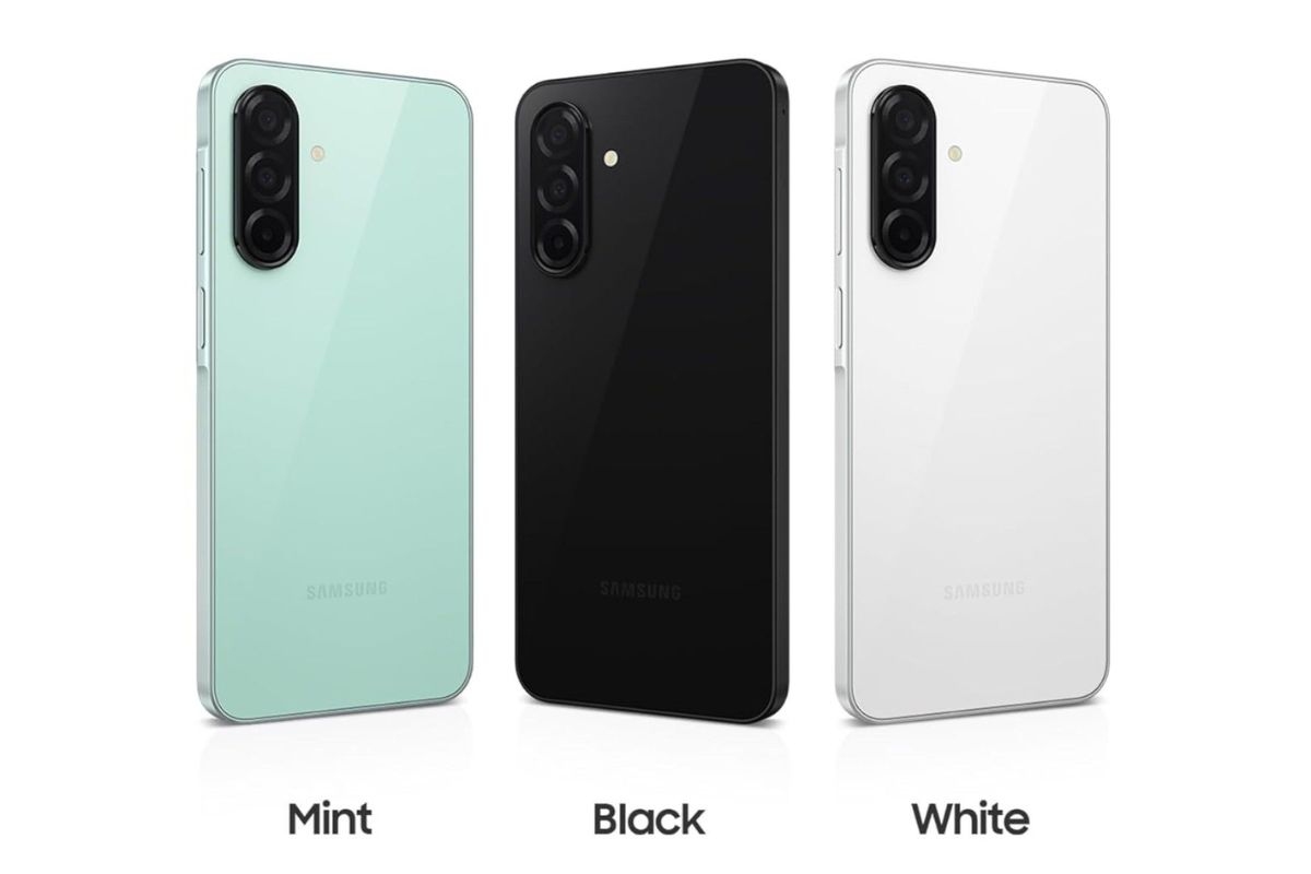 tre smartphone samsung retro colori verde mente, nero, bianco