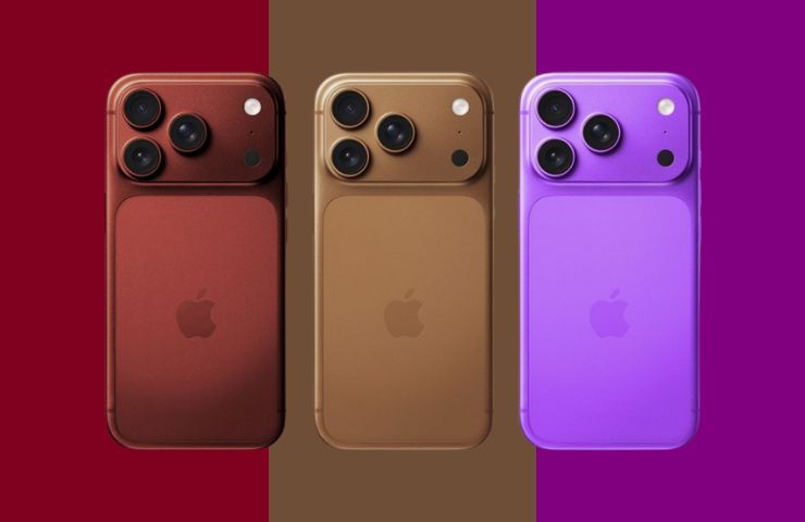 tre colorazioni iphone 18 pro affiancate